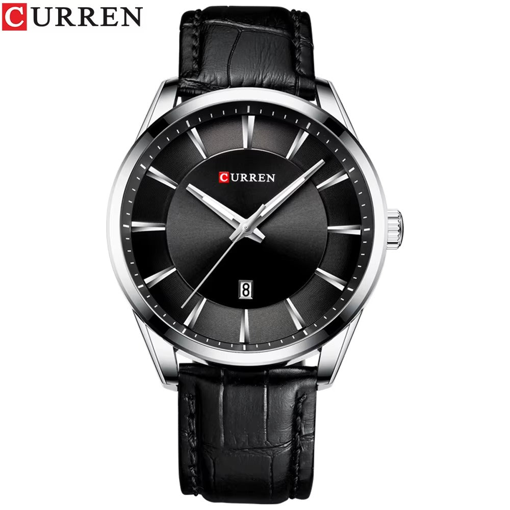 Montre CURREN Homme 100% en Cuir de couleur Noir
