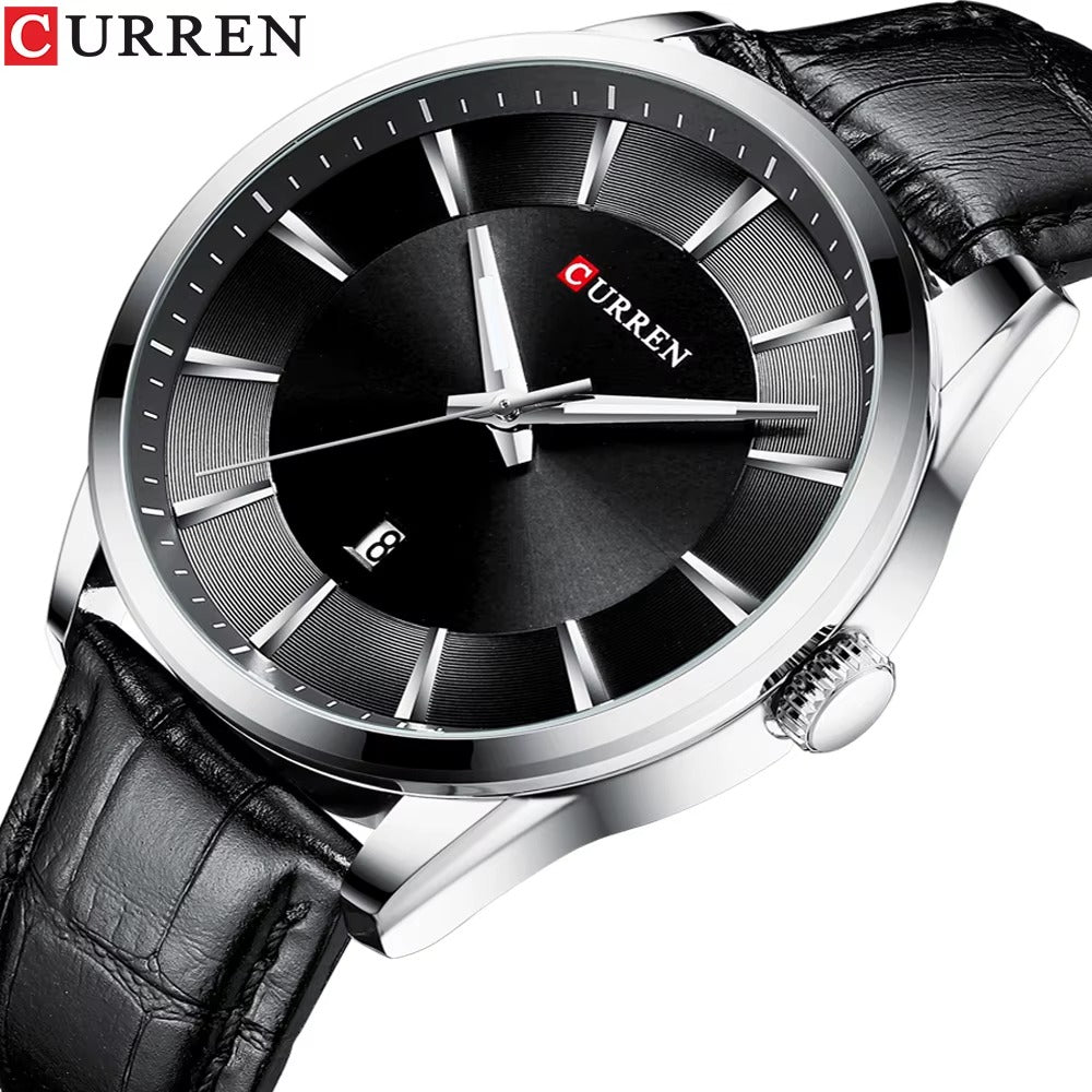 Montre CURREN Homme 100% en Cuir de couleur Noir