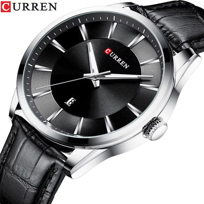Montre CURREN Homme 100% en Cuir de couleur Noir