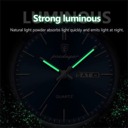 Montre Homme PEODAGAR™_ Bracelet 100 % cuir de couleur bleu élégante