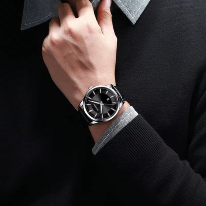 Montre CURREN Homme 100% en Cuir de couleur Noir