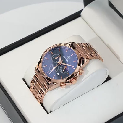 POEDAGAR™ Chrono Blue Gold en Acier Inoxydable